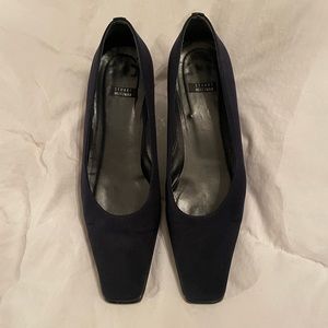 Stuart Whitman 9B Navy Fabric low heel pump